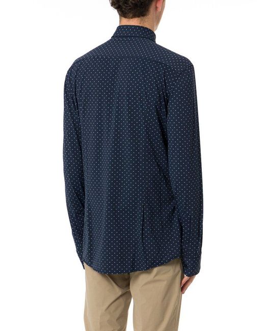 Boss Blue Geometric-Print Performance-Stretch Slim Fit Shirt for men