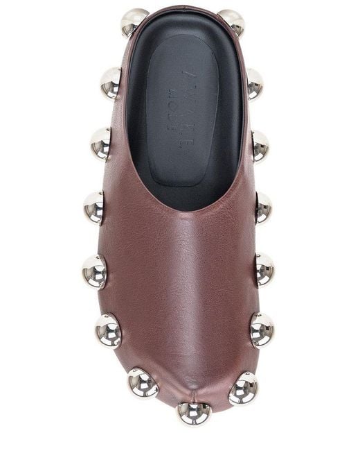 A.W.A.K.E. MODE Brown Studded Flat Shoes