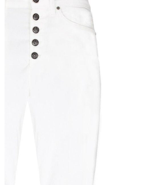 Dondup Midrise Taperedleg Cropped Jeans in White Lyst