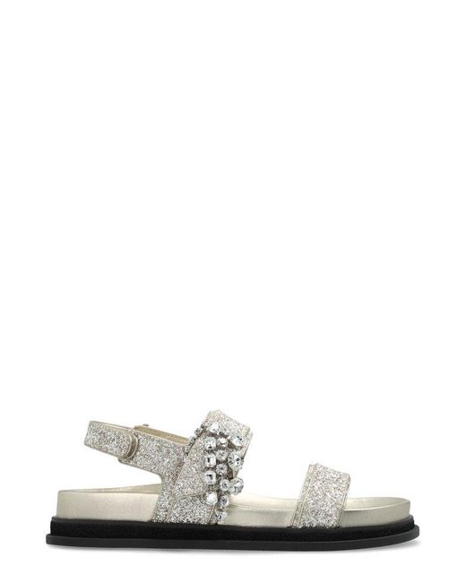 Jimmy Choo White Verity Embellished Sandals