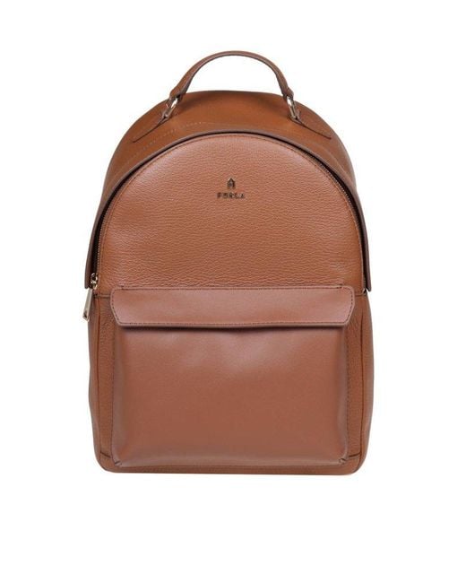 Furla Brown Favola S Backpack In Cognac Color Leather