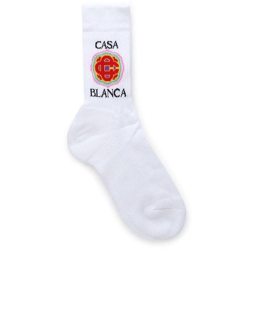 Casablanca White Logo Printed Socks for men