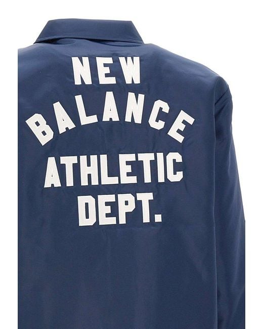 New Balance Blue Long-Sleeved Logo Detailed Jacket for men