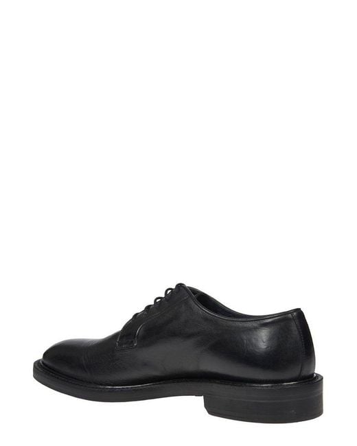 Paul Smith Black Round Toe Lace-Up Derby Shoes for men