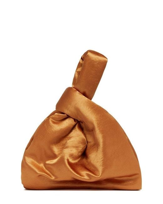 Nanushka Brown Jen Crinkled Satin Clutch Bag