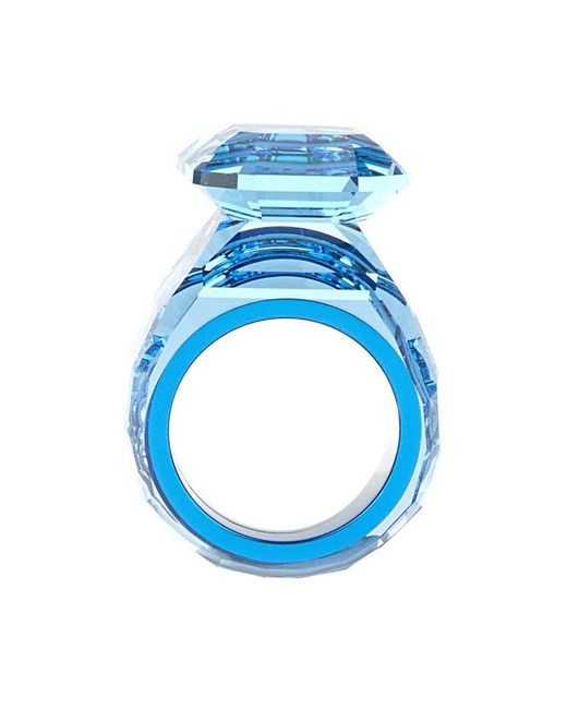 Swarovski Blue Lucent Cocktail Octagon-cut Ring
