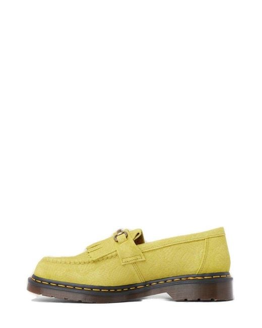 Dr. Martens Yellow Adrian Snaffle Repello Emboss Suede Kiltie Loafers for men