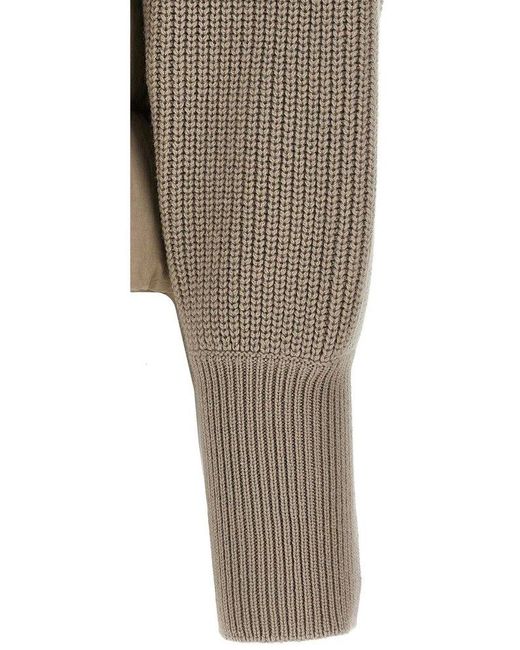 Brunello Cucinelli Natural Zip-Up Hooded Puffer Jacket
