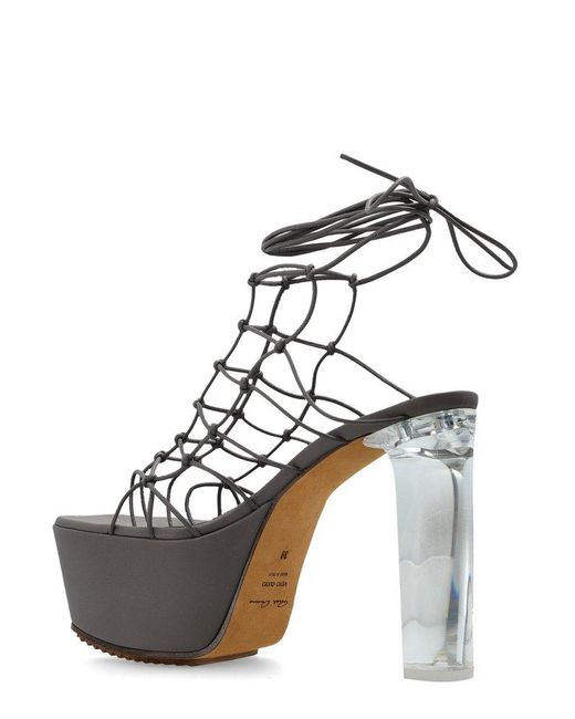 Rick Owens Metallic Hollywood Runway Web Platform Sandals