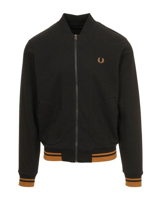 Fred Perry Black Tipped Detail Track Jacket for men