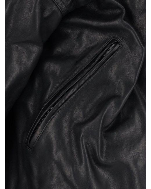 Balenciaga Black Off-Shoulder Leather Jacket for men