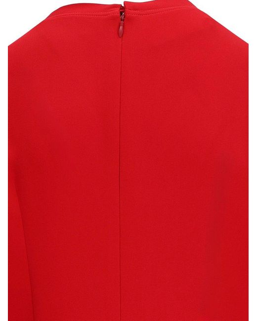 Valentino Red Crewneck Short-sleeved Dress