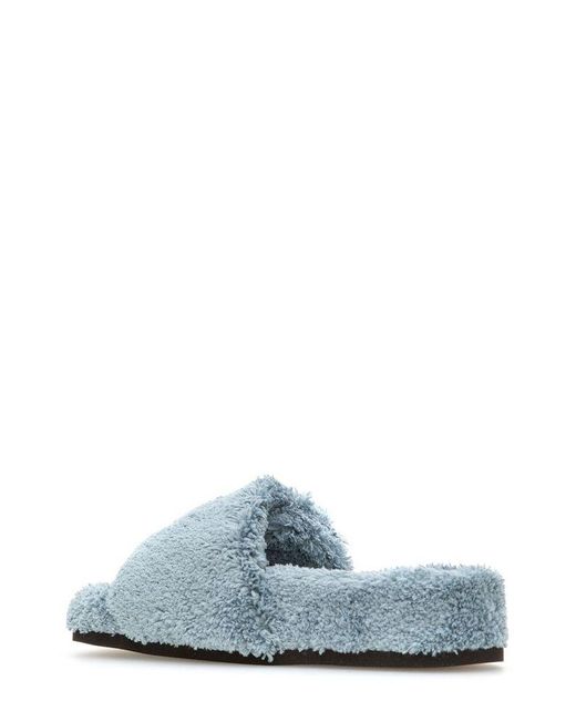 N°21 Gray Touch Strap Terry-Cloth Flat Slides