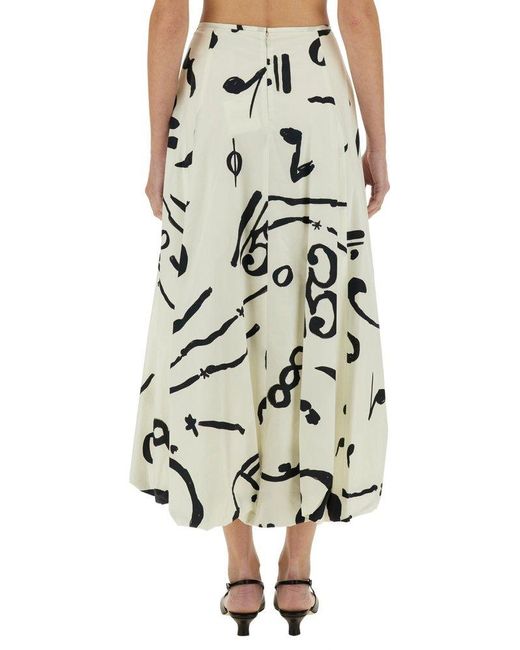 Alysi Multicolor Graphic Printed Midi Skirt