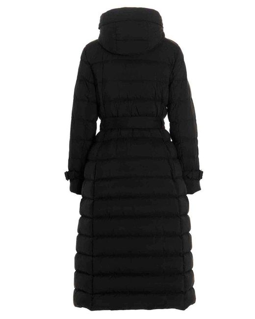 Burberry Belted-waist Hooded Puffer Coat in Black | Lyst