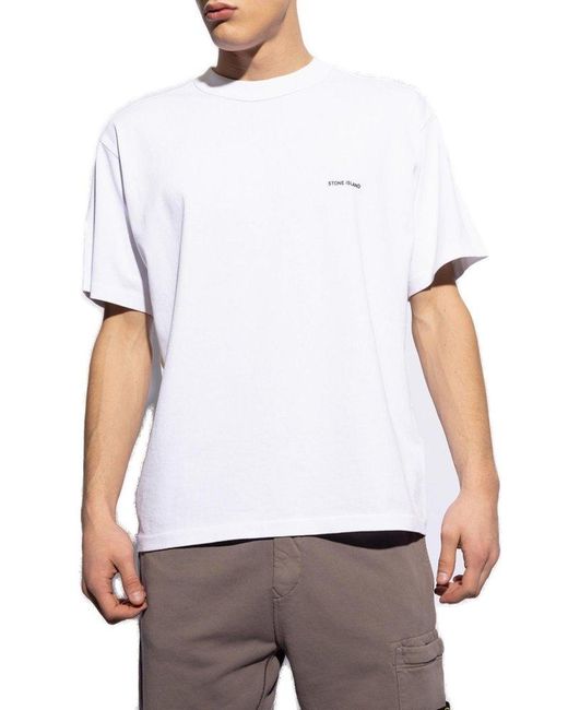 Stone Island White T-shirt With Logo, for men
