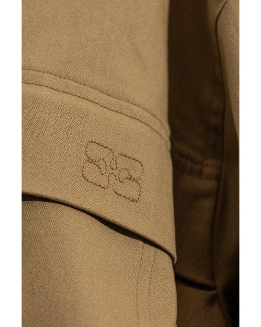 Ganni Natural Cotton Jacket With Logo,