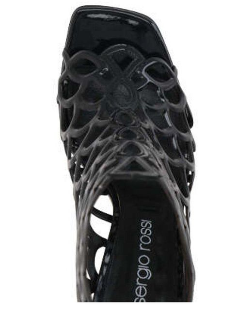 Sergio Rossi Black Sr Mermaid 90mm Patent Leather Sandals