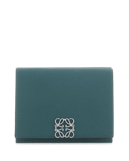 Loewe Green Anagram Plaque Tri-fold Wallet
