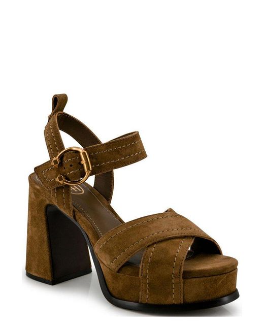Ash Brown Melany Round-toe Sandals