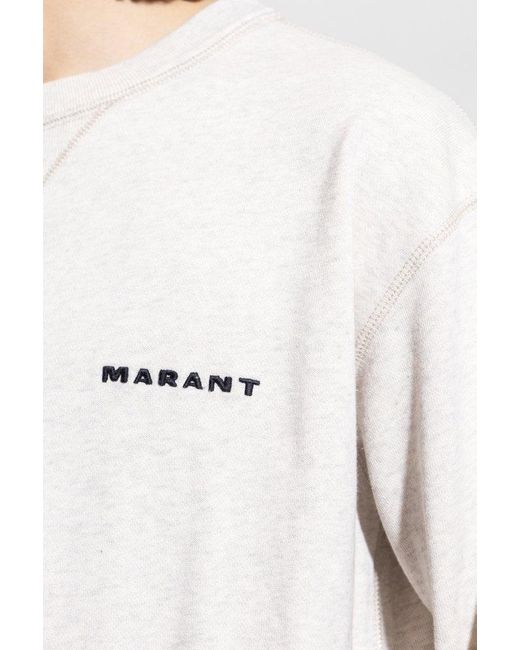 Isabel Marant White Logo Embroidered Straight Hem Sweatshirt for men