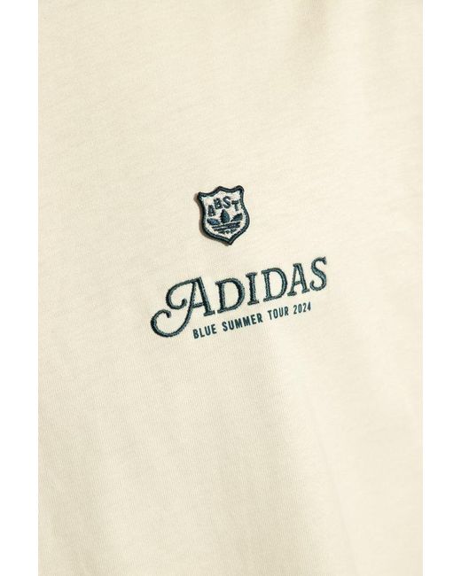 Adidas Originals Natural Logo-embroidered Crewneck T-shirt for men