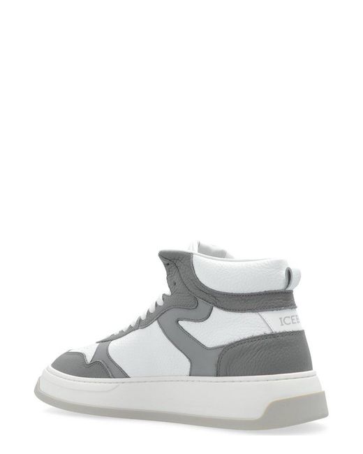 Iceberg White Clock V2 Ankle High Sneakers for men