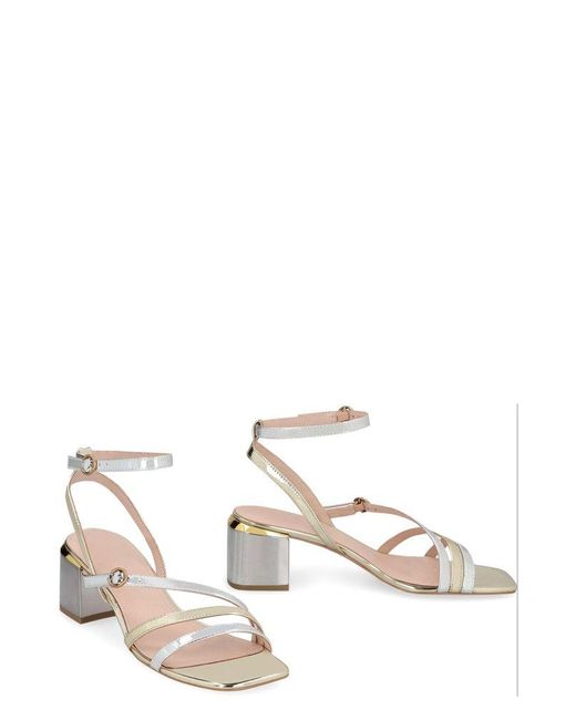 Pinko Natural Ankle Strap Square Toe Sandals