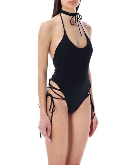 The Attico Blue Tied Detailed One-piece Swimsuit