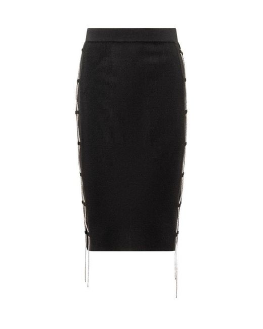 GIUSEPPE DI MORABITO Black High-waist Lace-detailed Skirt