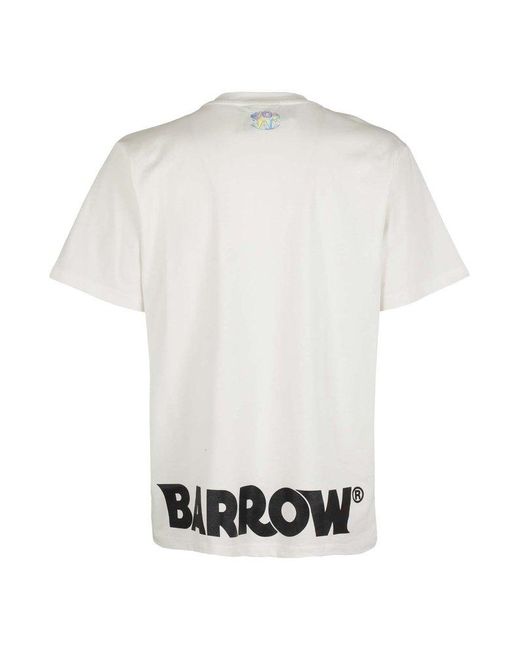 Barrow White Logo-printed Crewneck T-shirt for men