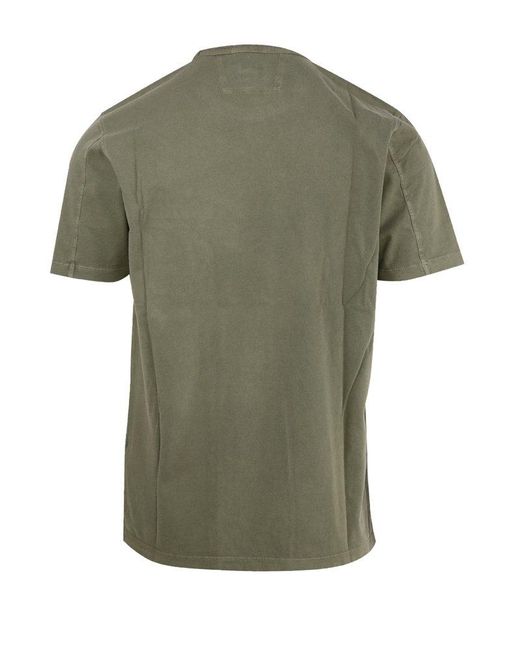 C P Company Green Logo Printed Crewneck T-shirt for men
