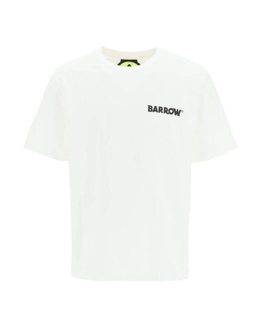 Barrow White Logo-printed Crewneck T-shirt for men
