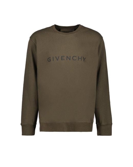Givenchy Green Logo Printed Crewneck Sweater for men