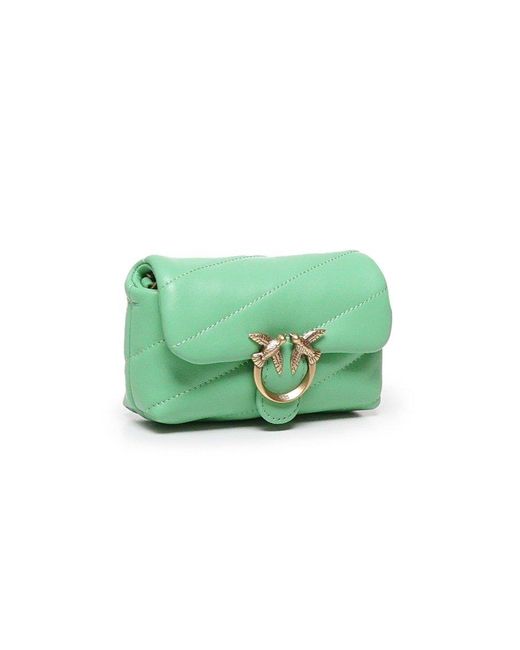 Pinko Green Love Micro Puff Chain Linked Mini Crossbody Bag