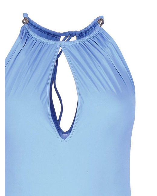 Bottega Veneta Blue Knot Detailed Stretch Swimsuit