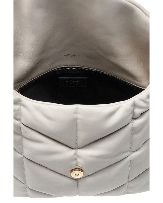 Saint Laurent Gray Medium Loulou Quilted Puffer Shoulder Bag