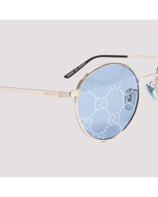 Gucci Metallic GG Lens Round Frame Sunglasses