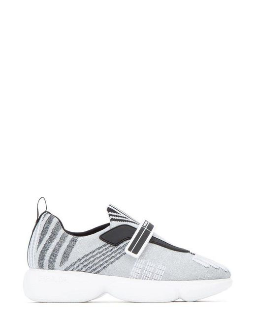 Prada White Sneakers Fabric Silver