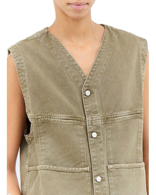 Lemaire Button-Fastened V-Neck Denim Vest in Natural | Lyst 