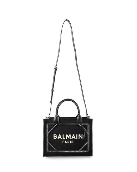 Balmain Black B-army Canvas Small Tote Bag