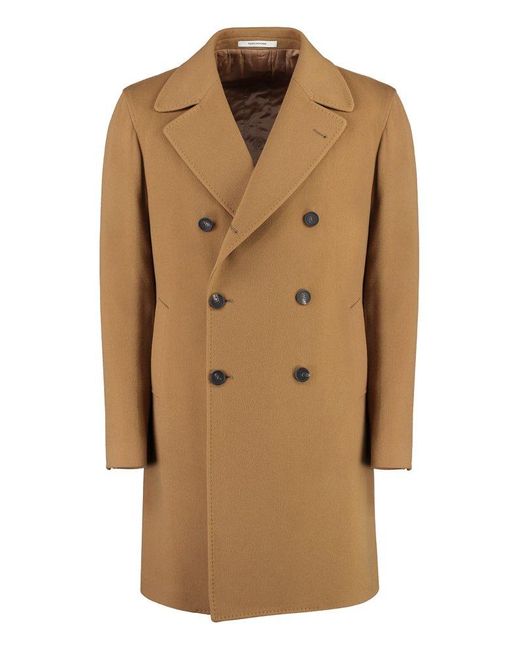 Tagliatore Brown Arden Double-breasted Virgin Wool Coat for men