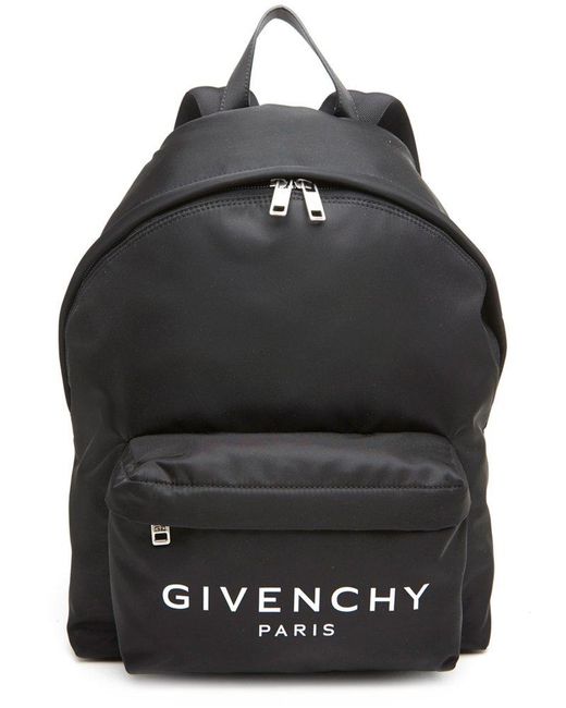 Givenchy Black Paris Logo Zipped Backpack for men