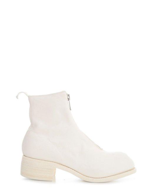 Guidi White Pl1 Front Zipped Ankle Boots