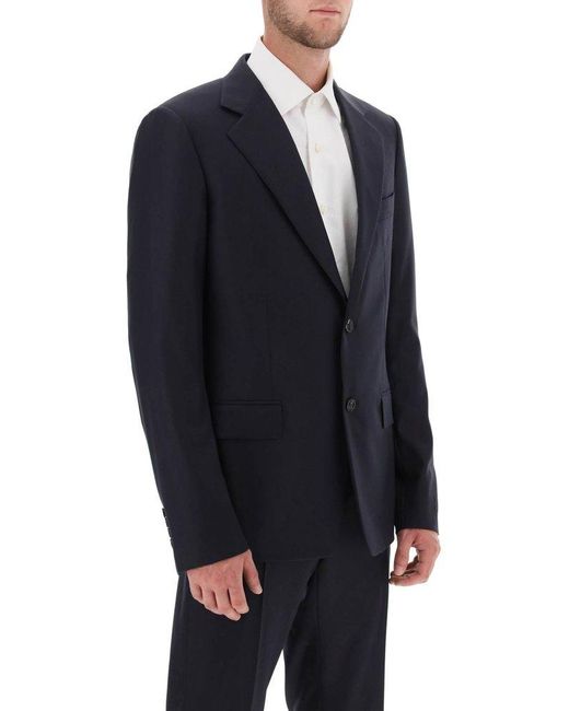 Lanvin Blue Single Breasted Jacket In Light Wool for men