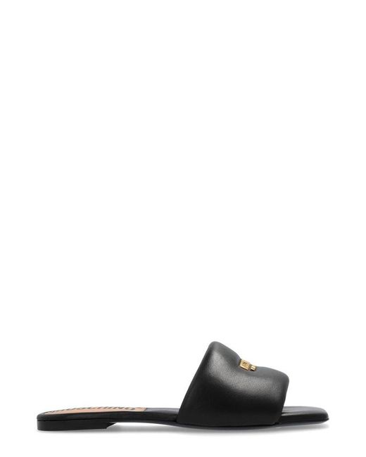 Moschino Black Logo-plaque Padded Slip-on Sandals