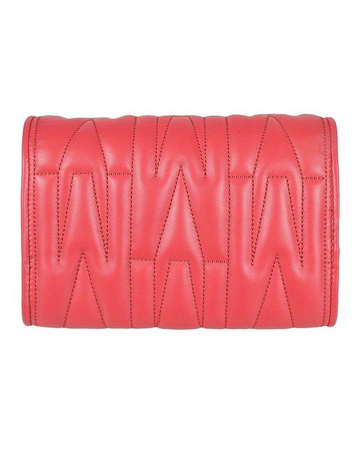 Moschino Red Logo Plaque Chain-link Wallet