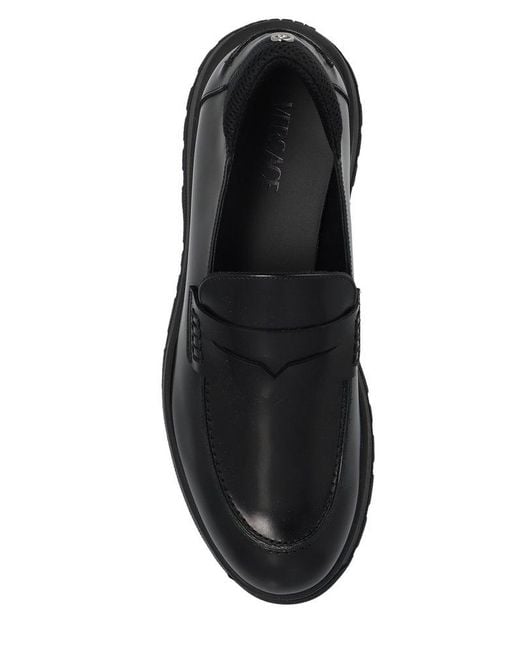 Versace Black Elios Medusa-plaque Slip-on Loafers for men