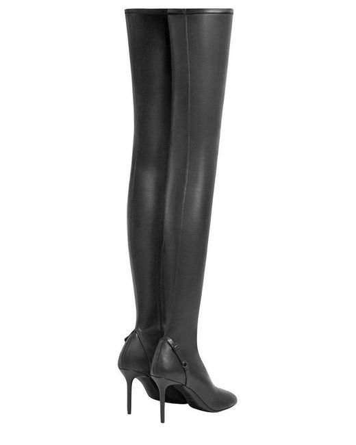 Courreges Black Oblique Thigh-High Boots