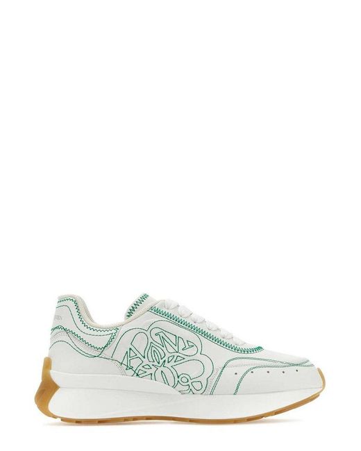 Alexander McQueen Green Perforated-detail Lace-up Sneakers